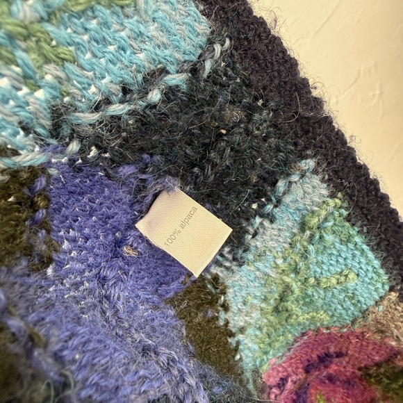 Peruvian Connection Floral Womens Sweater M Alpaca Cardigan Button V-neck L/S S2 - Picture 7 of 7